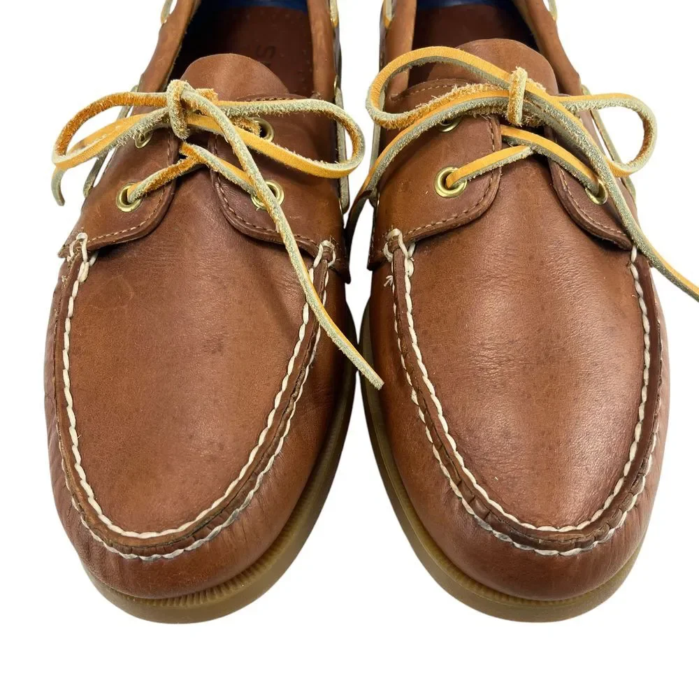 Sperry Top-Sider Men 11M Tan‎ Leather Slip-On Boat Shoes Loafers
